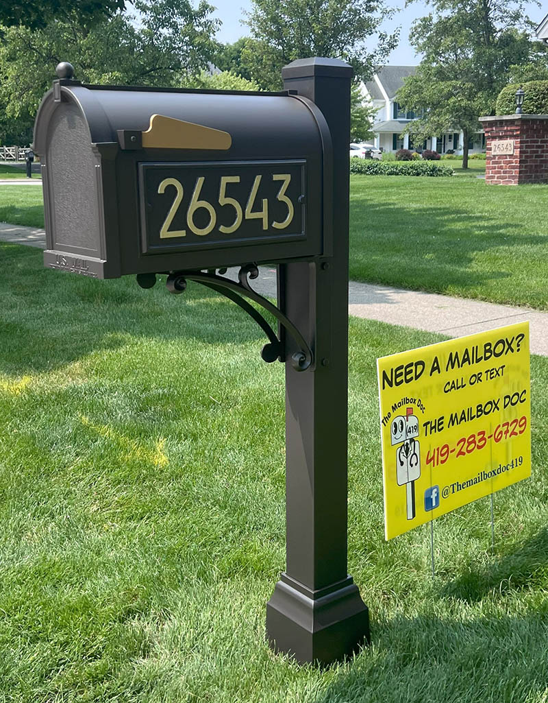 aluminum mailbox brown finial