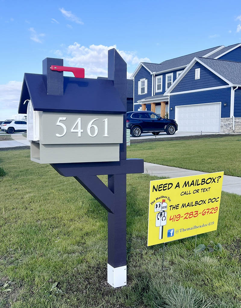 navy and gray mailbox