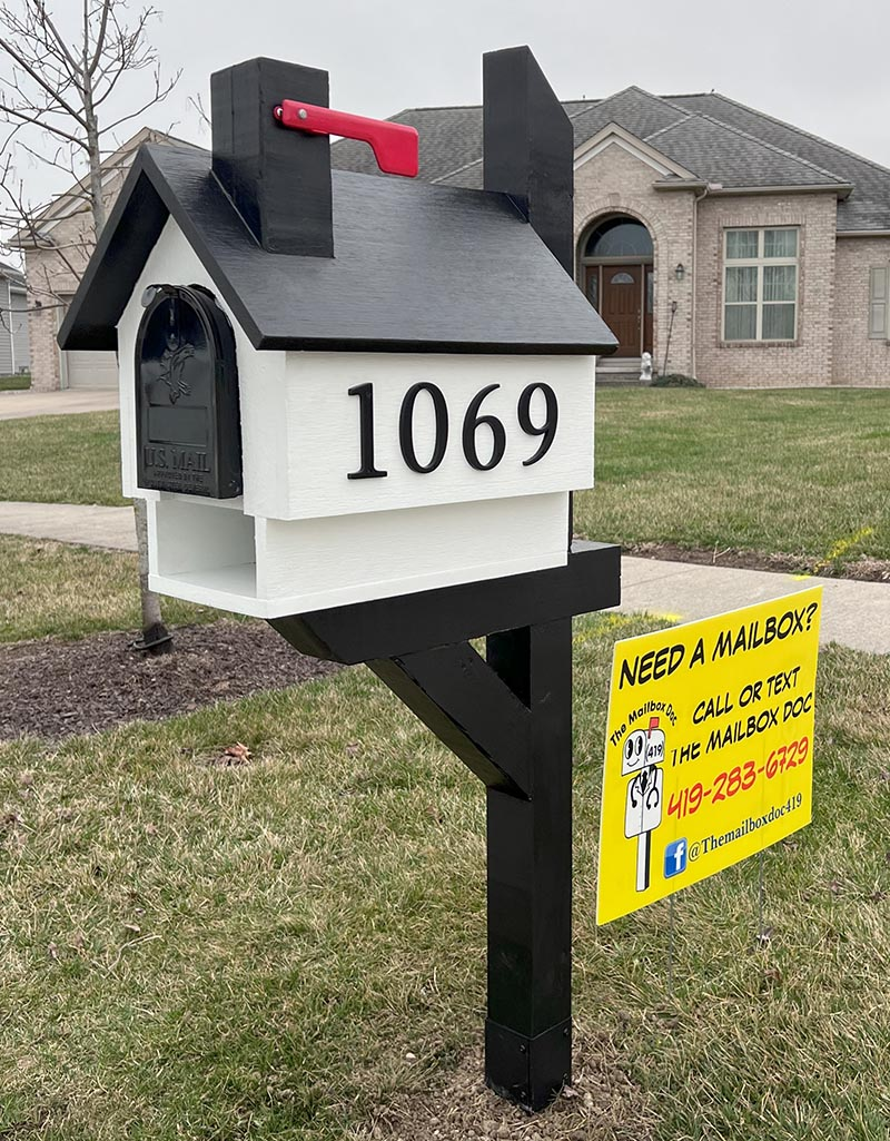 Black and white mailbox